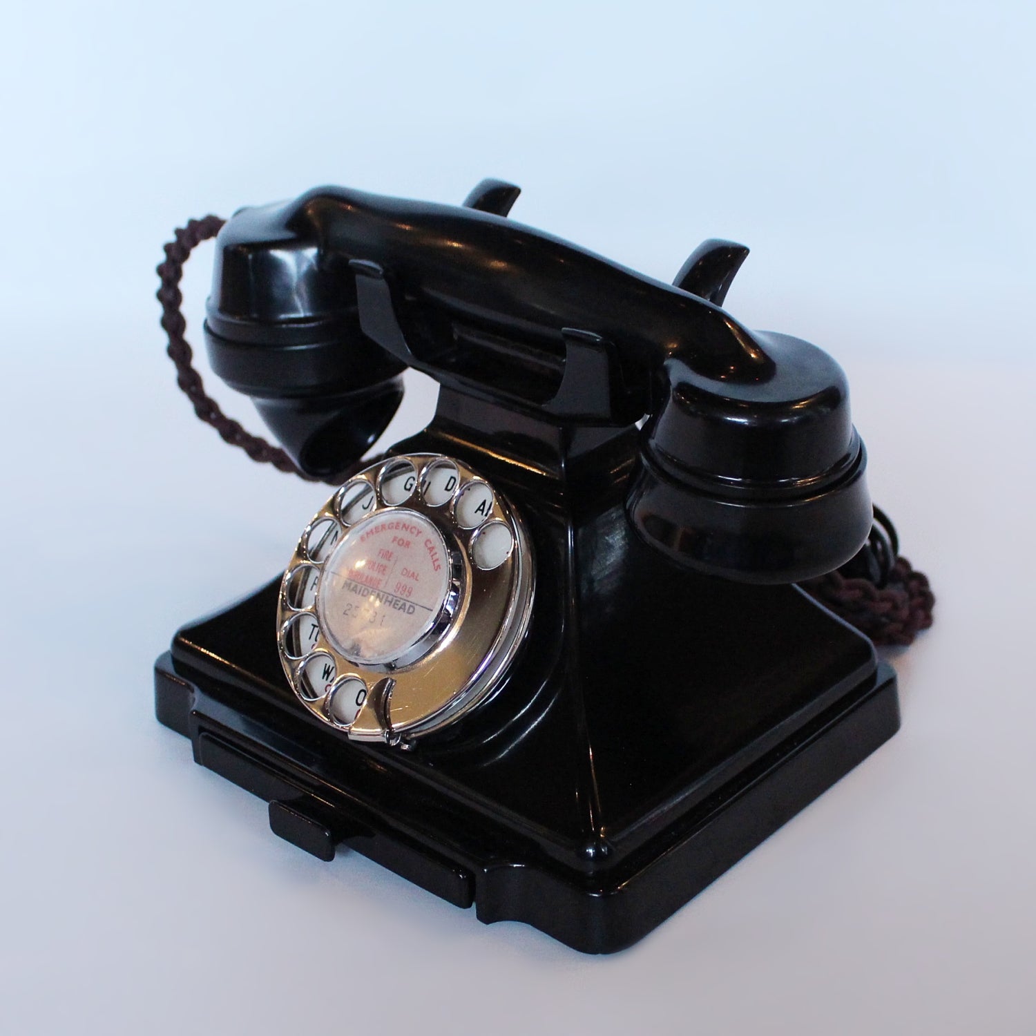 An original GPO telephone in black bakelite. With integral drawer at Jeroen Markies.
