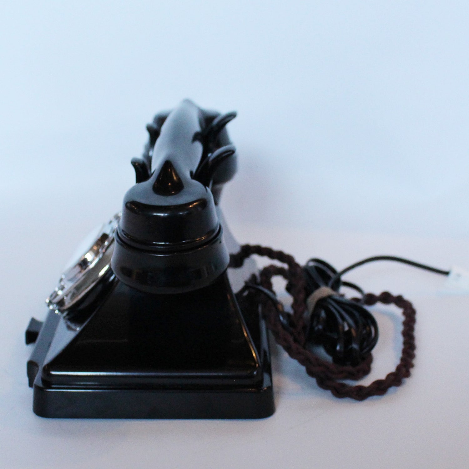 An original GPO telephone in black bakelite. With integral drawer at Jeroen Markies.