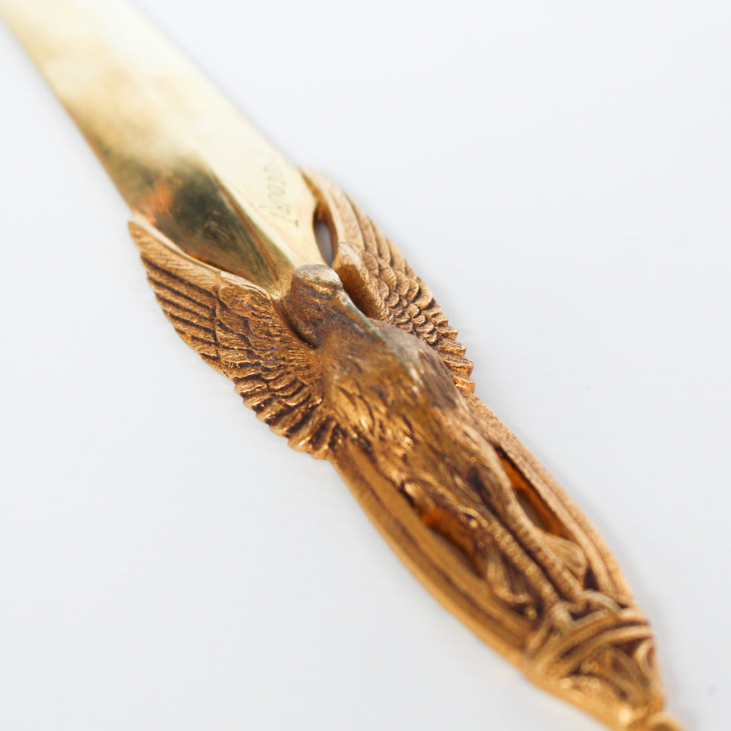 A gilt bronze and onyx in a bird motif, including letter opener and inkwell tray. In fitted presentation case. All signed, "Frecourt". Maurice Frecourt (French 1890) at Jeroen Markies