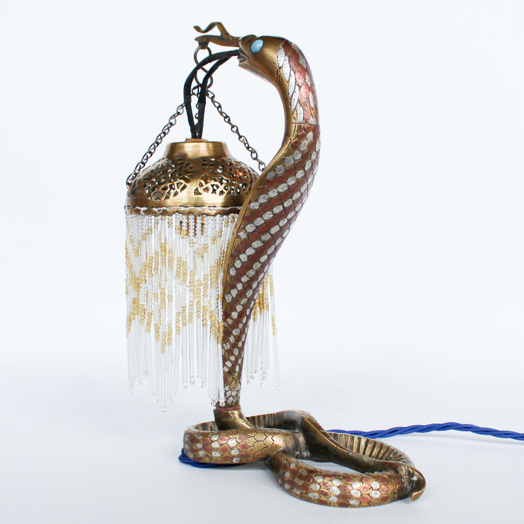 Cold painted bronze snake lamp, signed 'VV' to neck and 'VO' to base at Jeroen Markies.