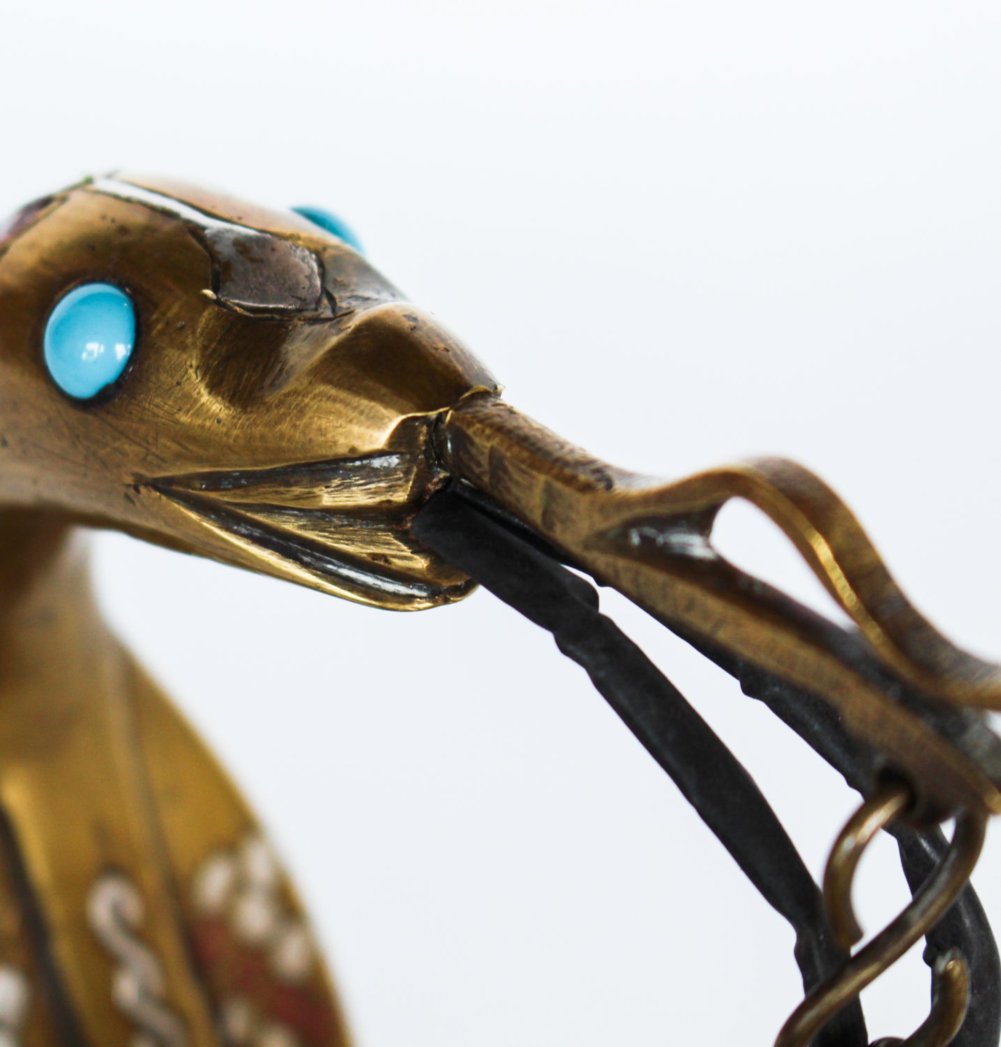 Cold painted bronze snake lamp, signed 'VV' to neck and 'VO' to base at Jeroen Markies.