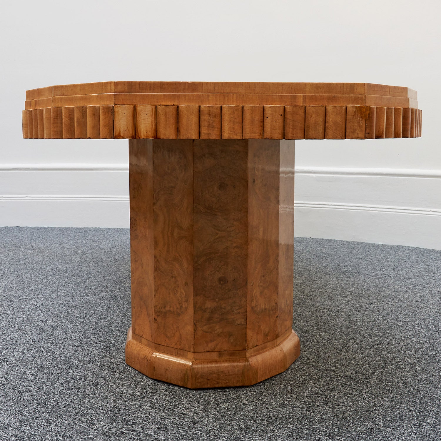 Art Deco Ten Seat Dining Suite by Hille Burr Walnut and Cream Leather - Jeroen Markies Art Deco - Original Dining Suite Art Deco