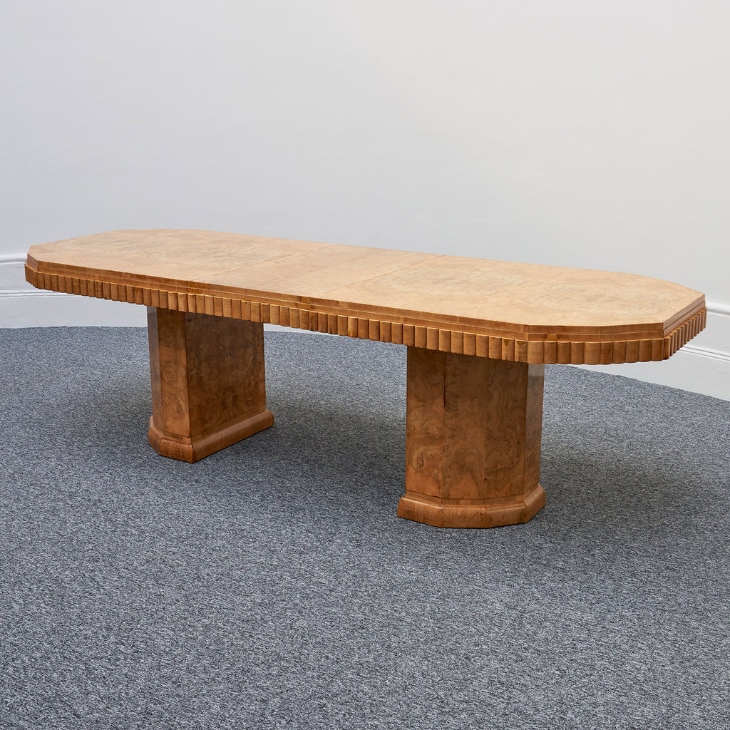 Art Deco Ten Seat Dining Suite by Hille Burr Walnut and Cream Leather - Jeroen Markies Art Deco - Original Dining Suite Art Deco