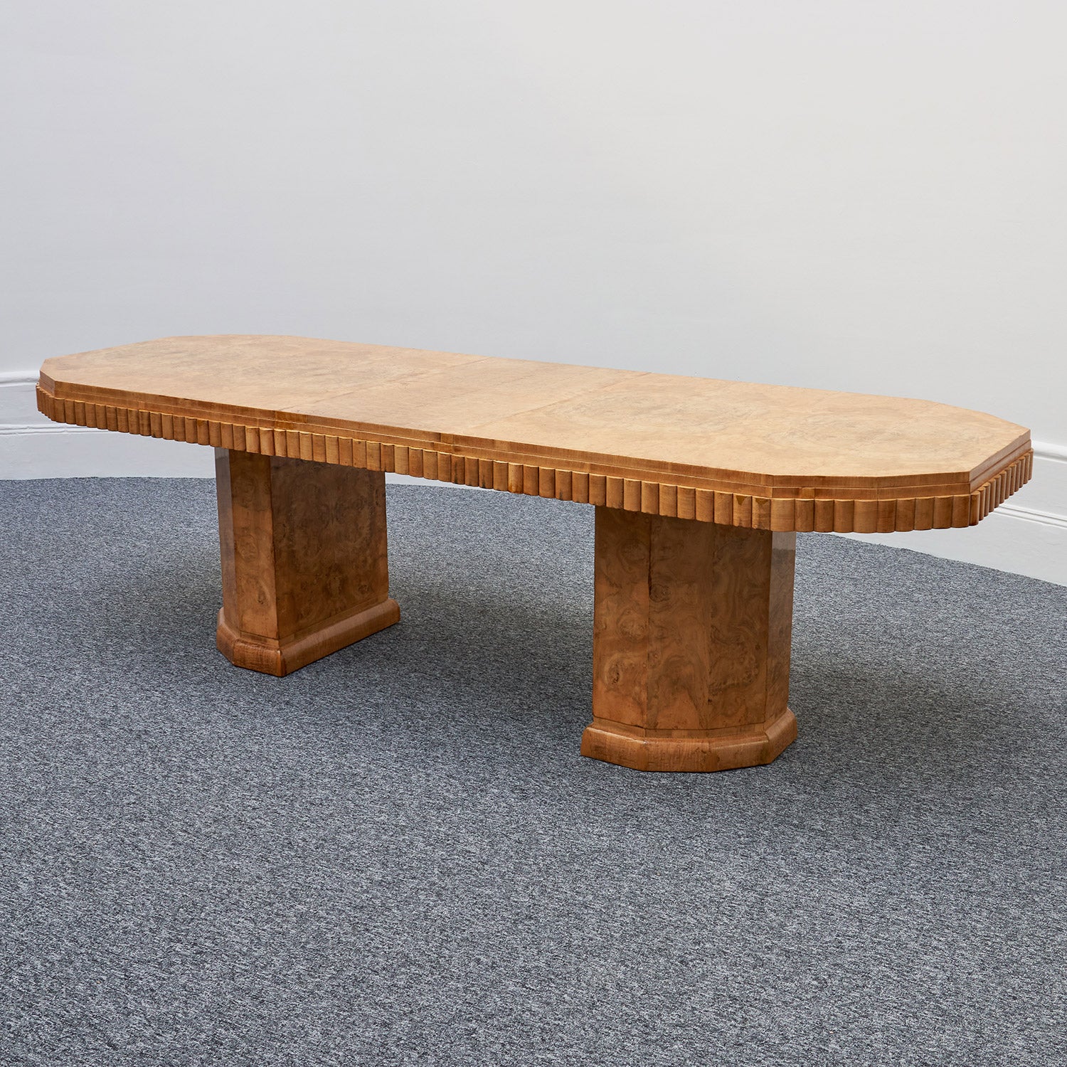 Art Deco Ten Seat Dining Suite by Hille Burr Walnut and Cream Leather - Jeroen Markies Art Deco - Original Dining Suite Art Deco