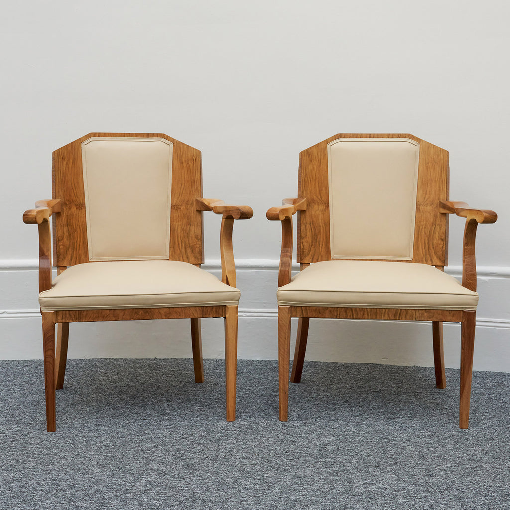 Art Deco Ten Seat Dining Suite by Hille Burr Walnut and Cream Leather - Jeroen Markies Art Deco - Original Dining Suite Art Deco