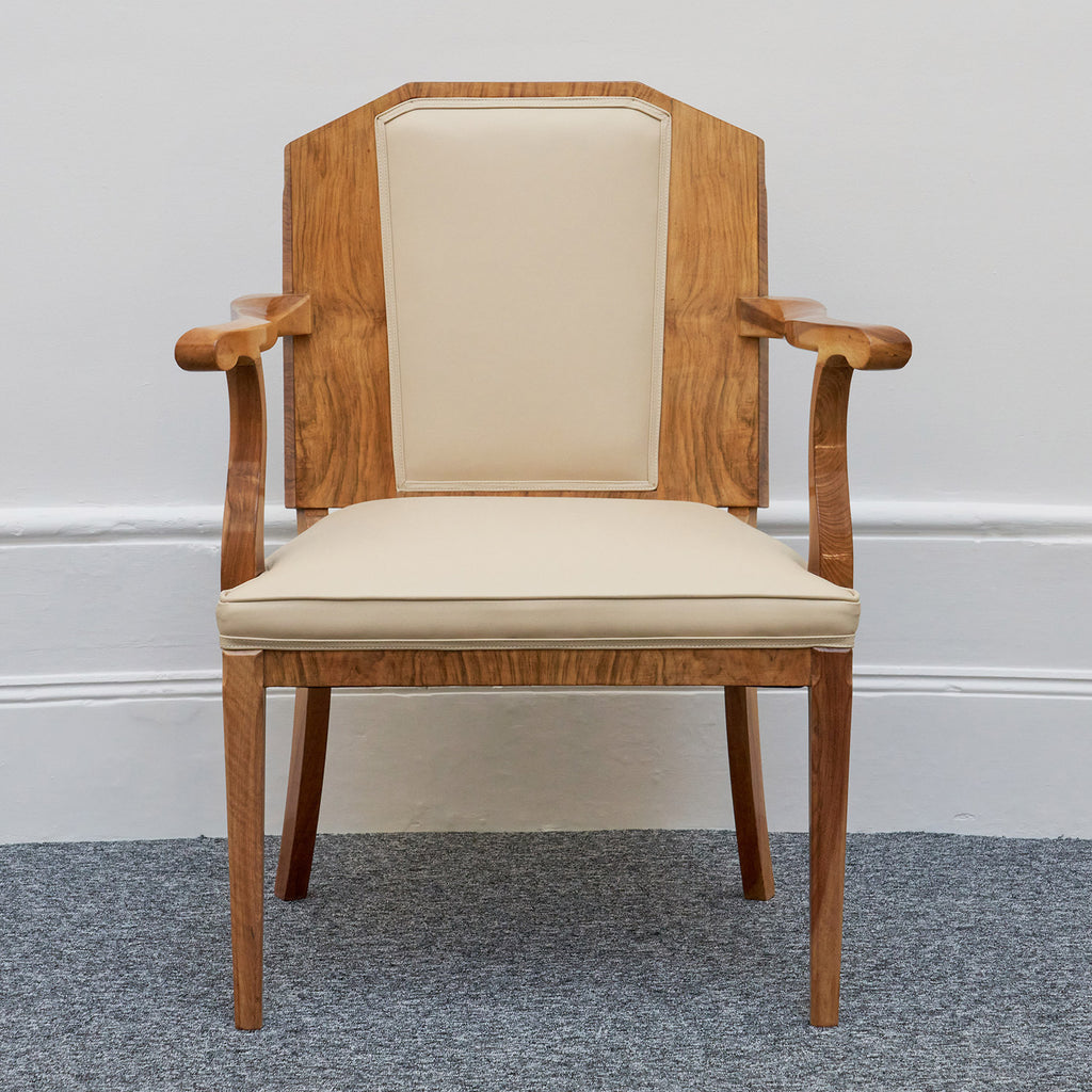 Art Deco Ten Seat Dining Suite by Hille Burr Walnut and Cream Leather - Jeroen Markies Art Deco - Original Dining Suite Art Deco