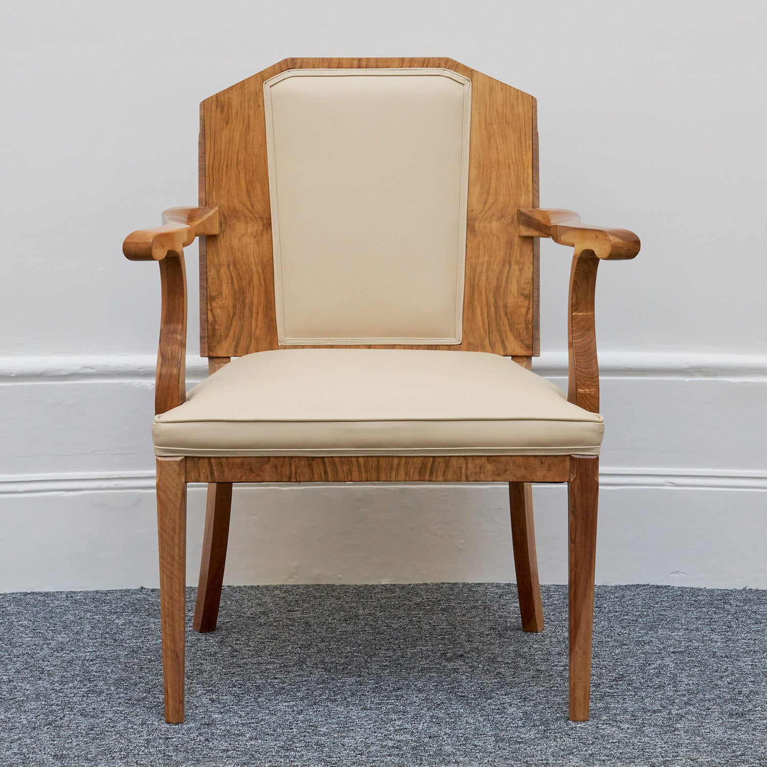 Art Deco Ten Seat Dining Suite by Hille Burr Walnut and Cream Leather - Jeroen Markies Art Deco - Original Dining Suite Art Deco