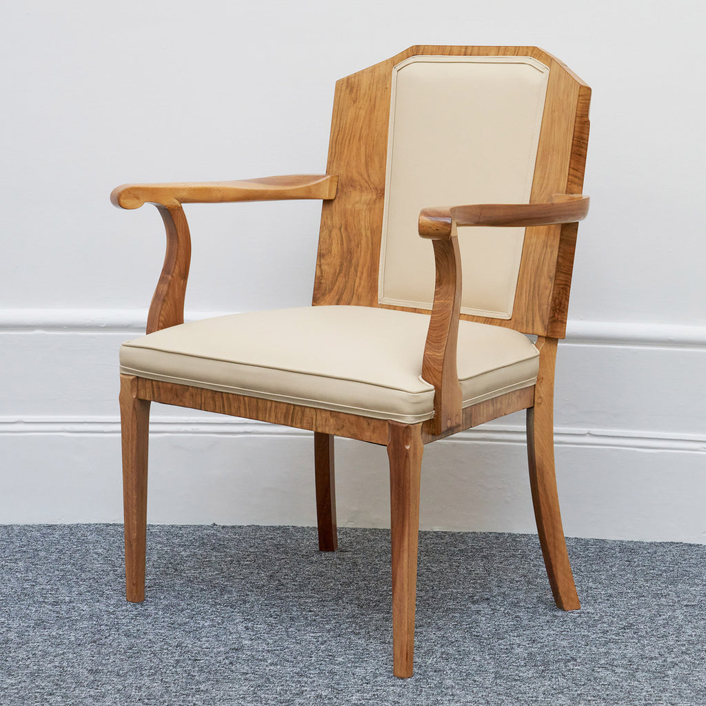 Art Deco Ten Seat Dining Suite by Hille Burr Walnut and Cream Leather - Jeroen Markies Art Deco - Original Dining Suite Art Deco