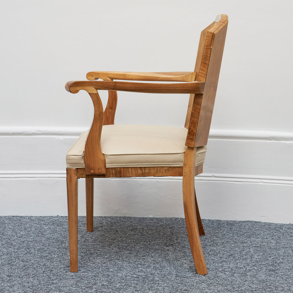 Art Deco Ten Seat Dining Suite by Hille Burr Walnut and Cream Leather - Jeroen Markies Art Deco - Original Dining Suite Art Deco