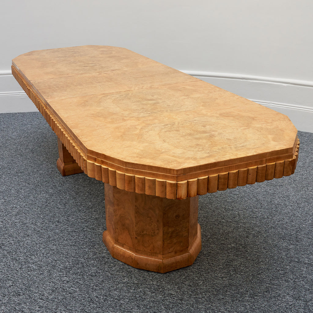 Art Deco Ten Seat Dining Suite by Hille Burr Walnut and Cream Leather - Jeroen Markies Art Deco - Original Dining Suite Art Deco