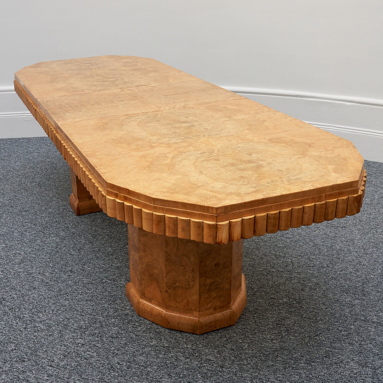 Art Deco Ten Seat Dining Suite by Hille Burr Walnut and Cream Leather - Jeroen Markies Art Deco - Original Dining Suite Art Deco