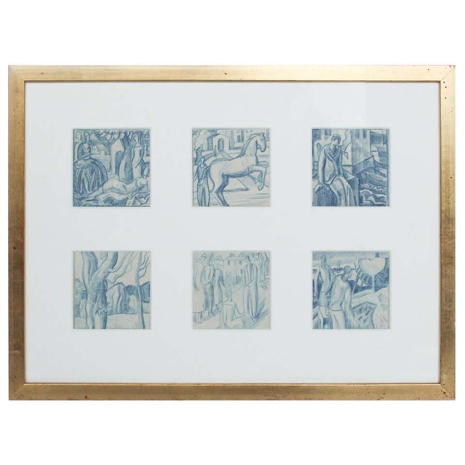 Set of Six Art Deco Illustrations