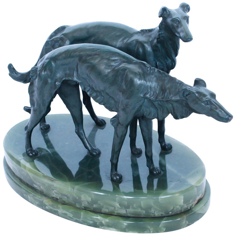 Borzoi Dogs - Art deco bronze sculpture - Jeroen Markies Art Deco