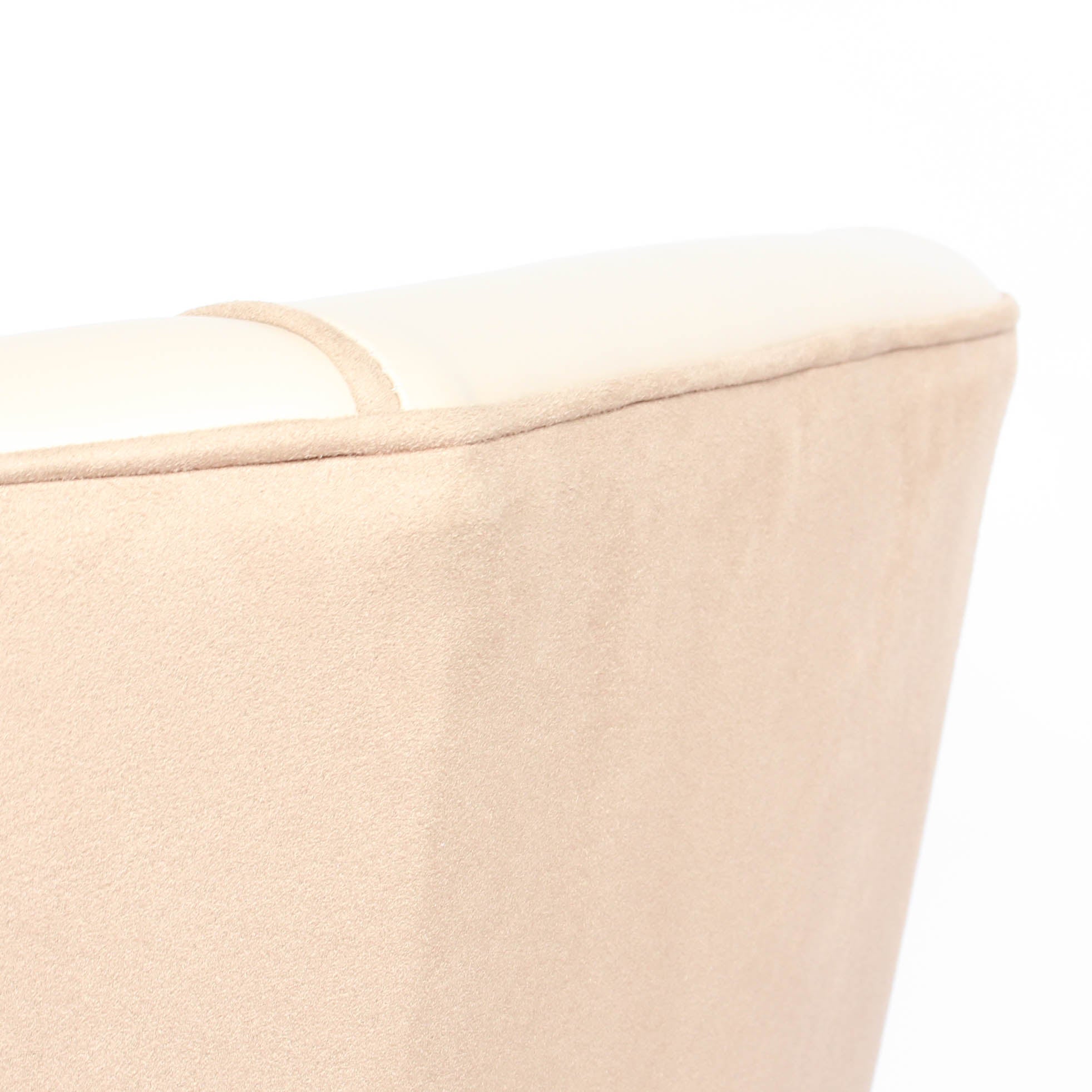 A pair of 1930s three penny piece bedroom/cocktail chairs. Upholstered in cream leather to fronts and faux suede to back and sides with new kendrick chrome casters at Jeroen Markies