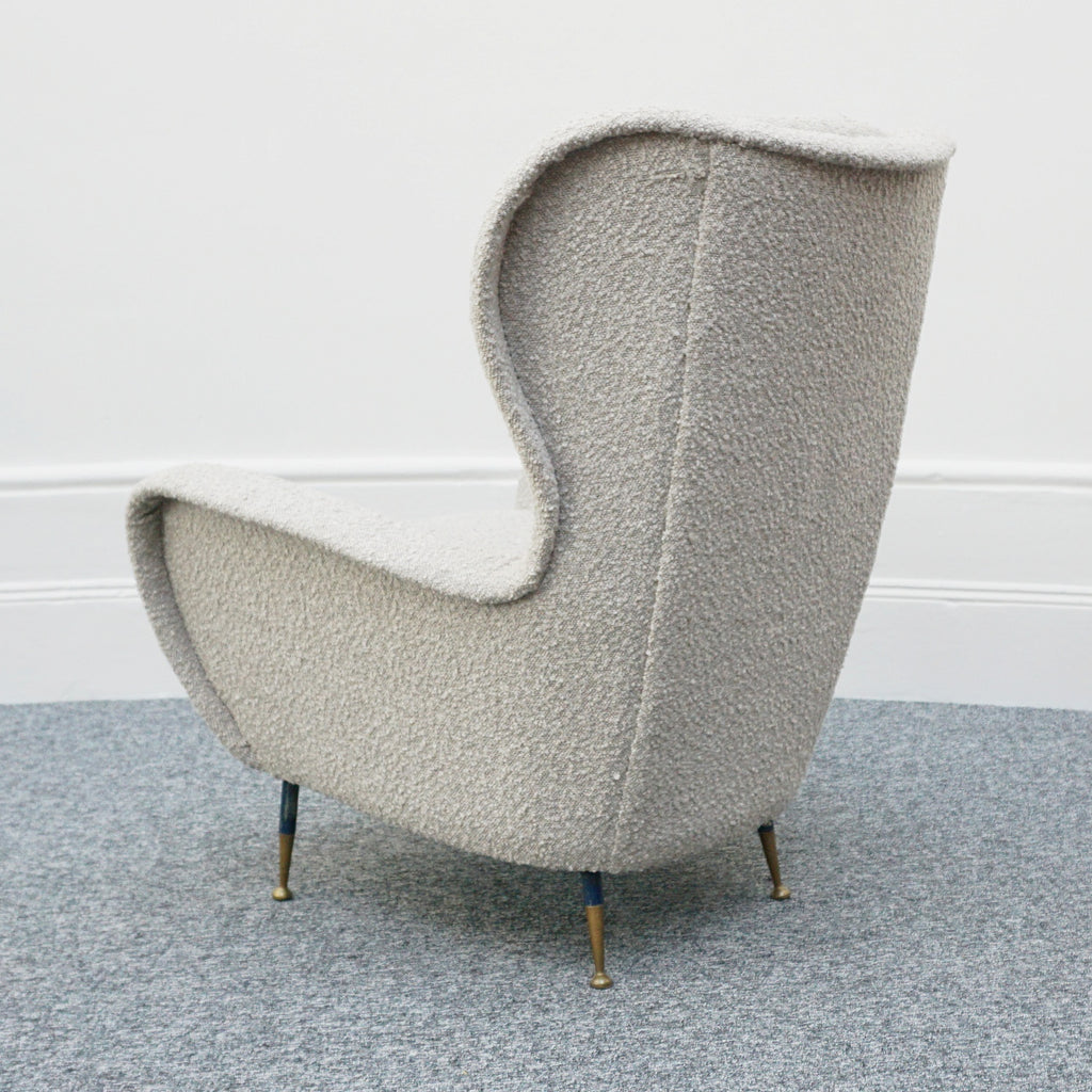 Vintage Italian Mid-Century Modern Lounge Chairs Re-Upholstered in grey Bouclé Circa 1950 - Jeroen Markies Art Deco