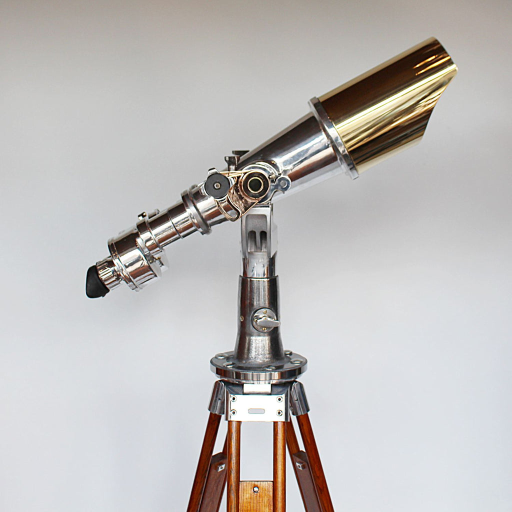 Art Deco Nikon binoculars 20x120 on wooden stand at Jeroen Markies