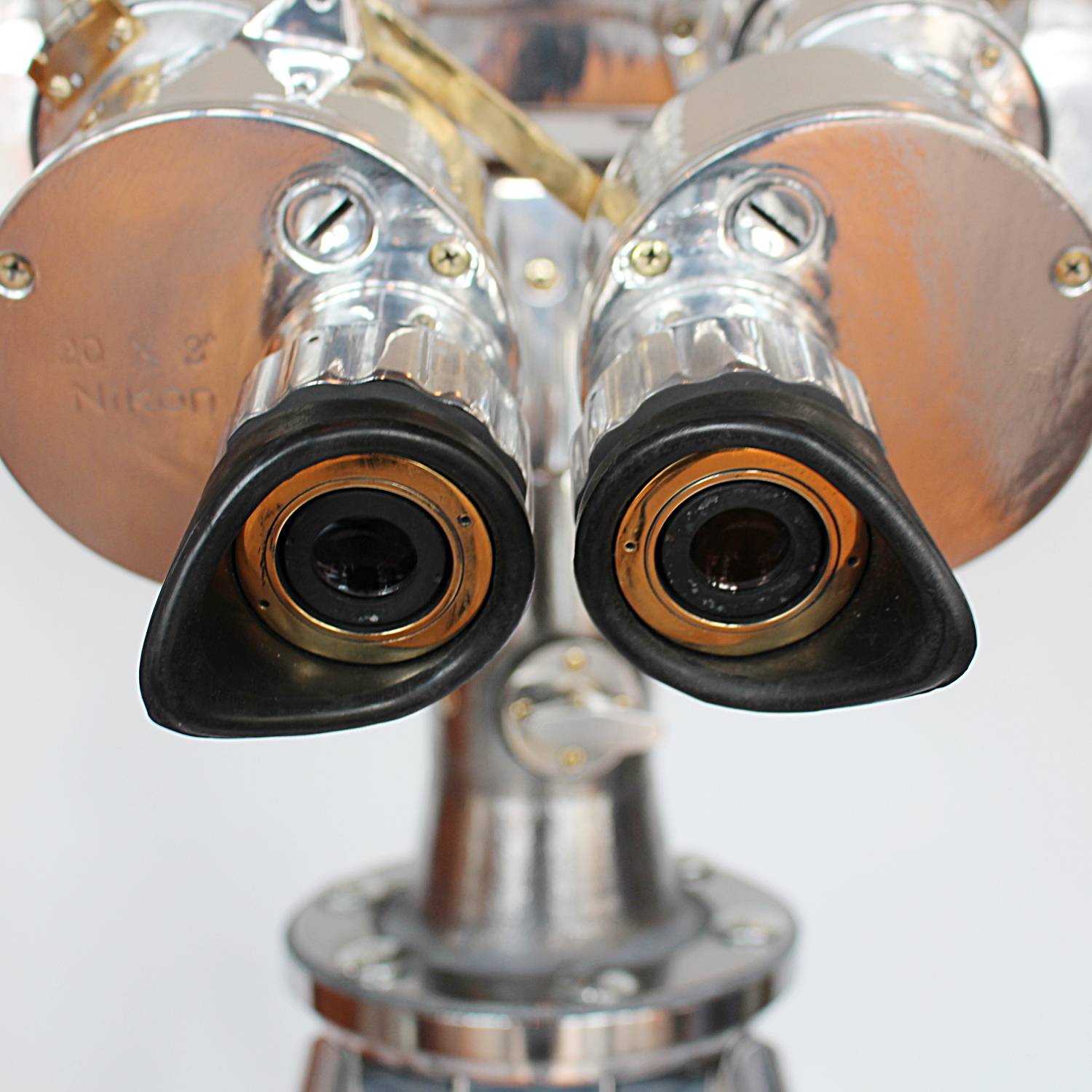 Art Deco Nikon binoculars 20x120 on wooden stand at Jeroen Markies