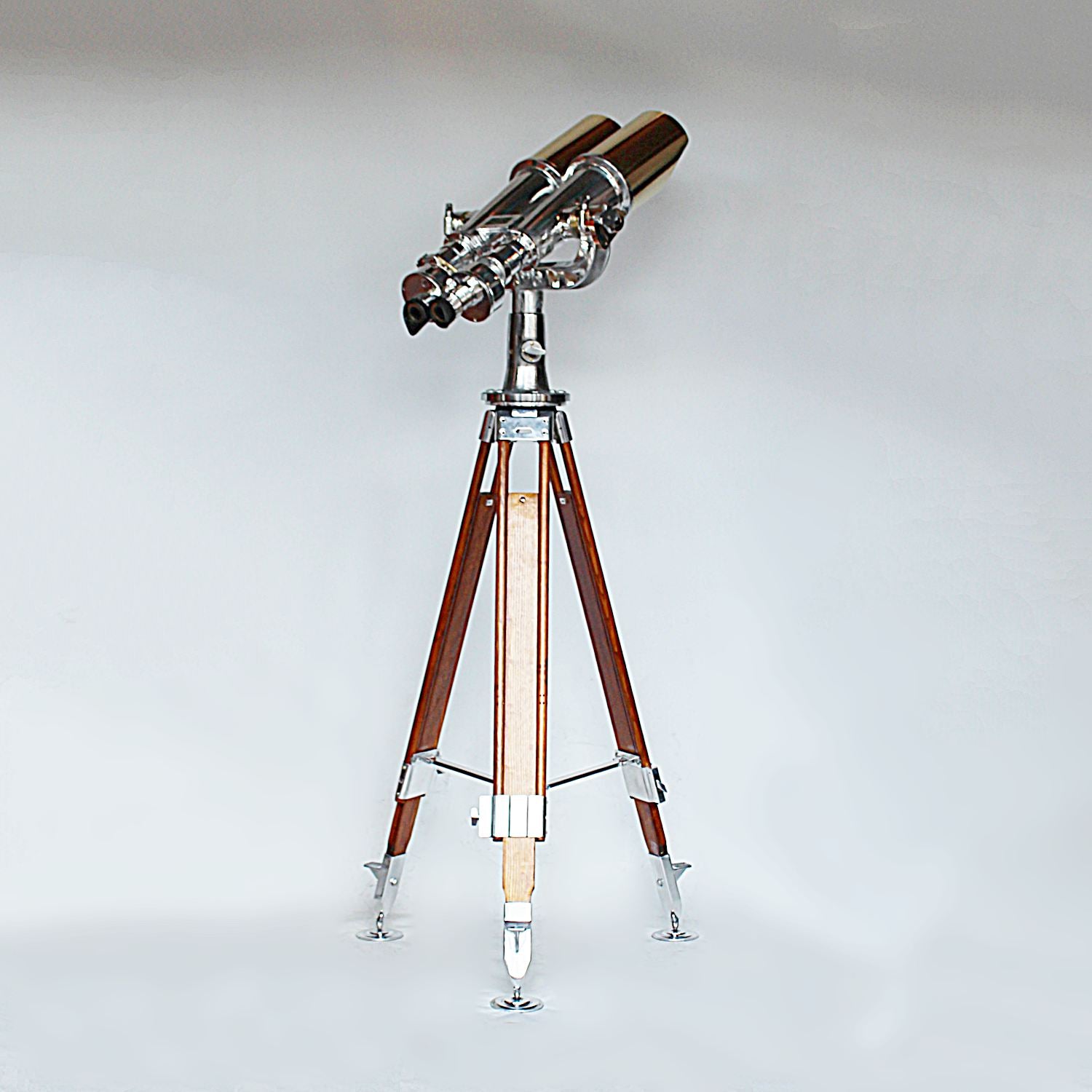 Art Deco Nikon binoculars 20x120 on wooden stand at Jeroen Markies