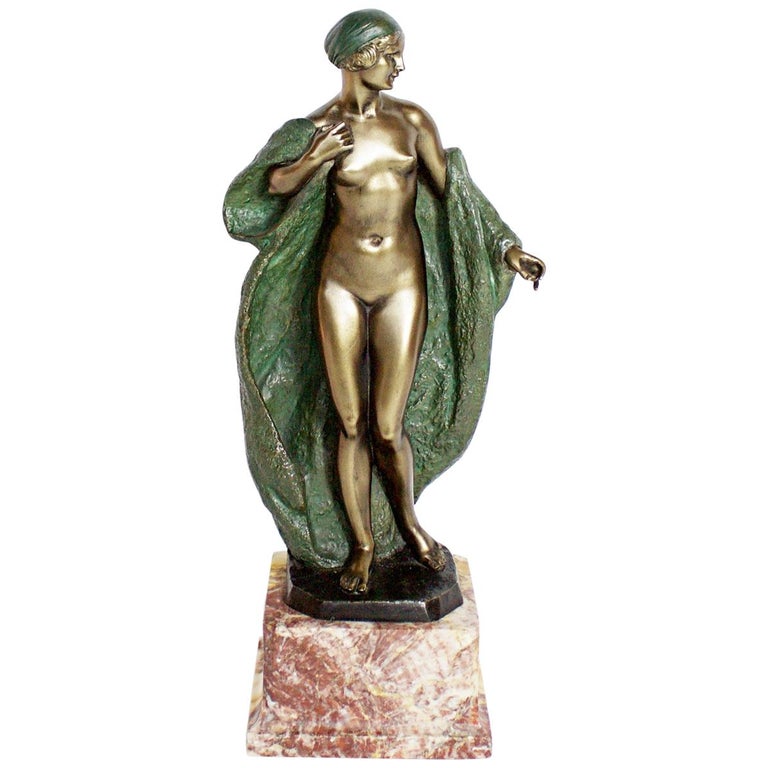 Art Deco Bronze Sculpture of a Nude Female by Joé Descomps Jeroen Markies Art Deco