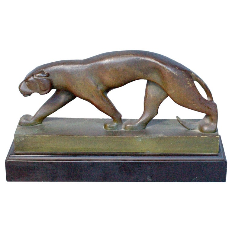 Art Deco Bronze Panther Sculpture Jeroen Markies Art Deco