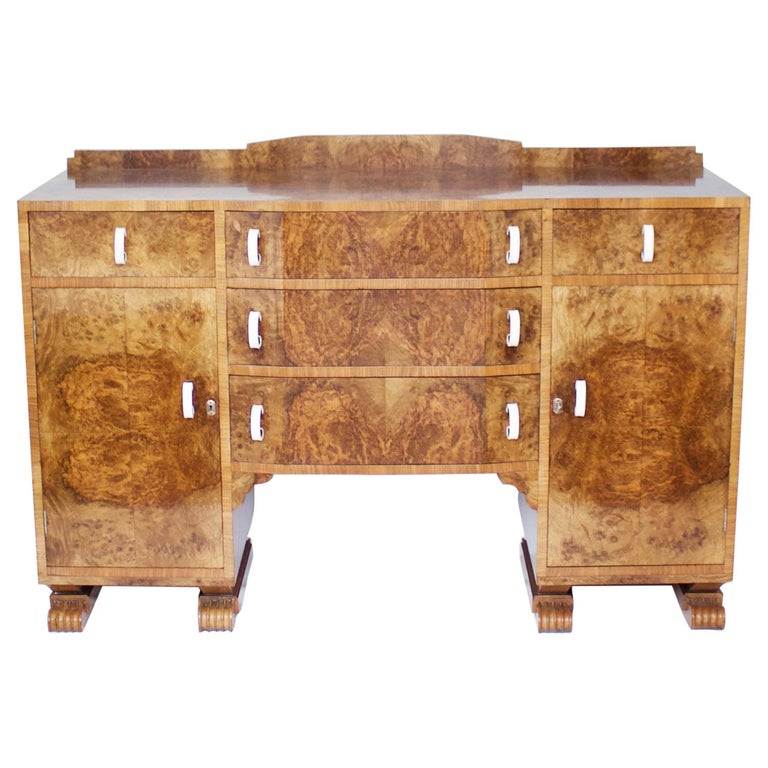 Art Deco Sideboard English, Circa 1930 Burr Walnut Jeroen Markies Art Deco 