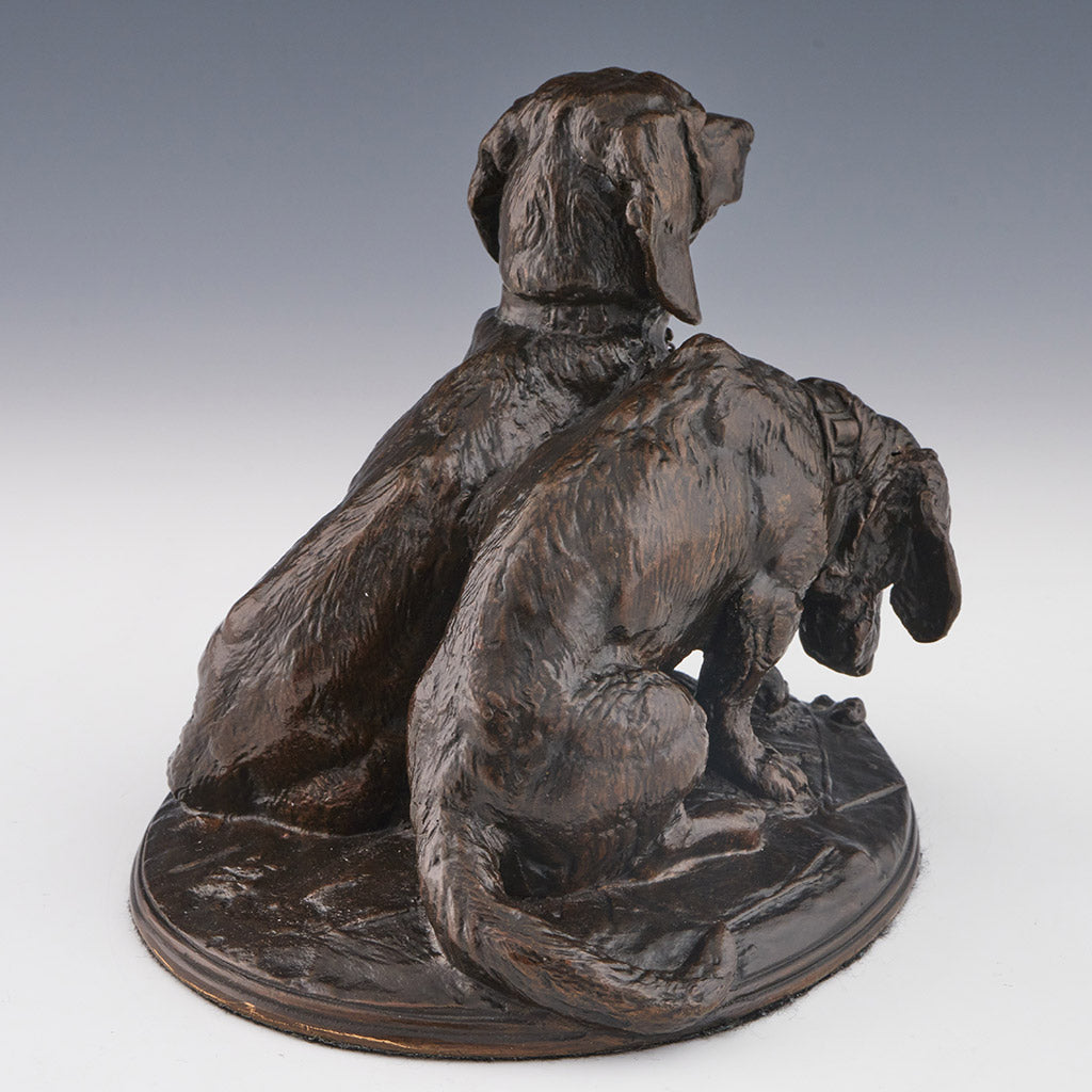 Emmanuel Fremiet Original Bronze Sculpture of Two Basset Hounds - Jeroen Markies Art Deco