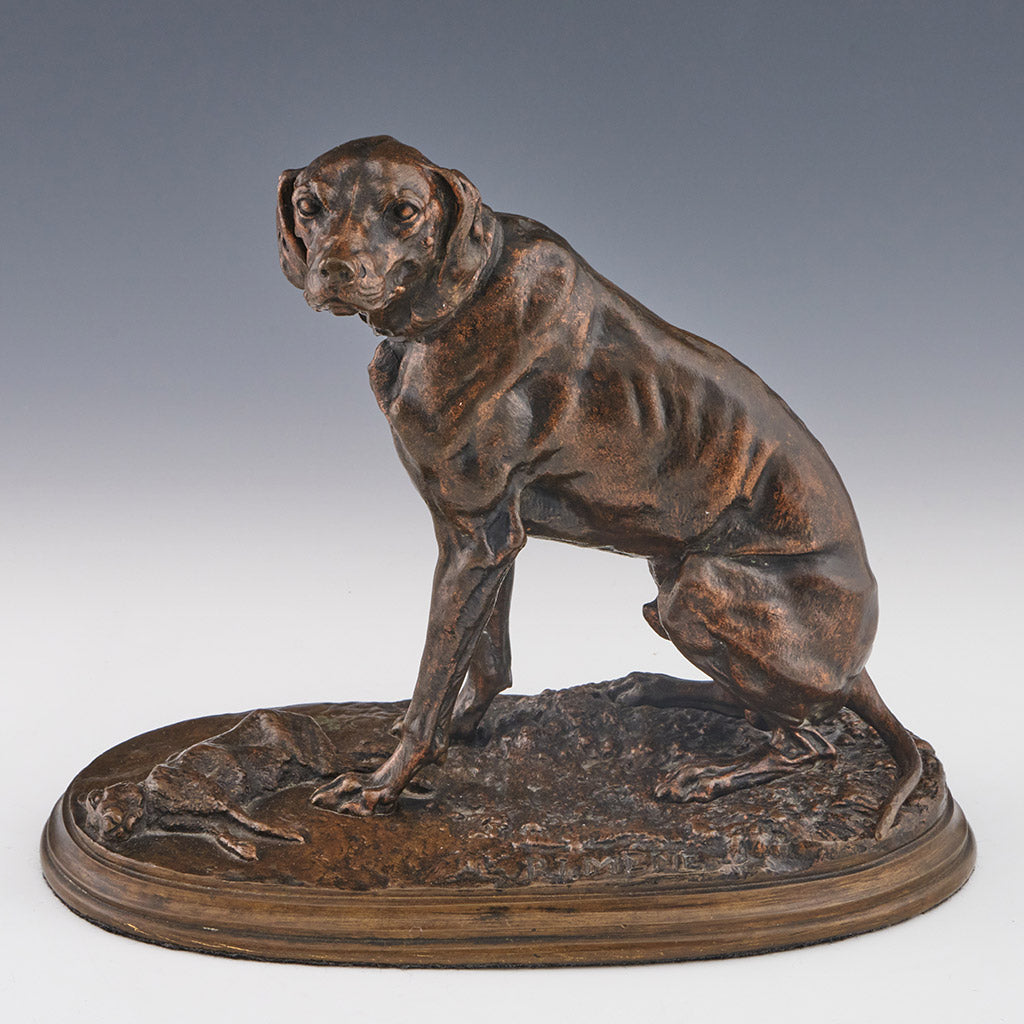 Pierre Jules Mene Sitting Hound Bronze Original Sculpture - Jeroen Markies Art Deco