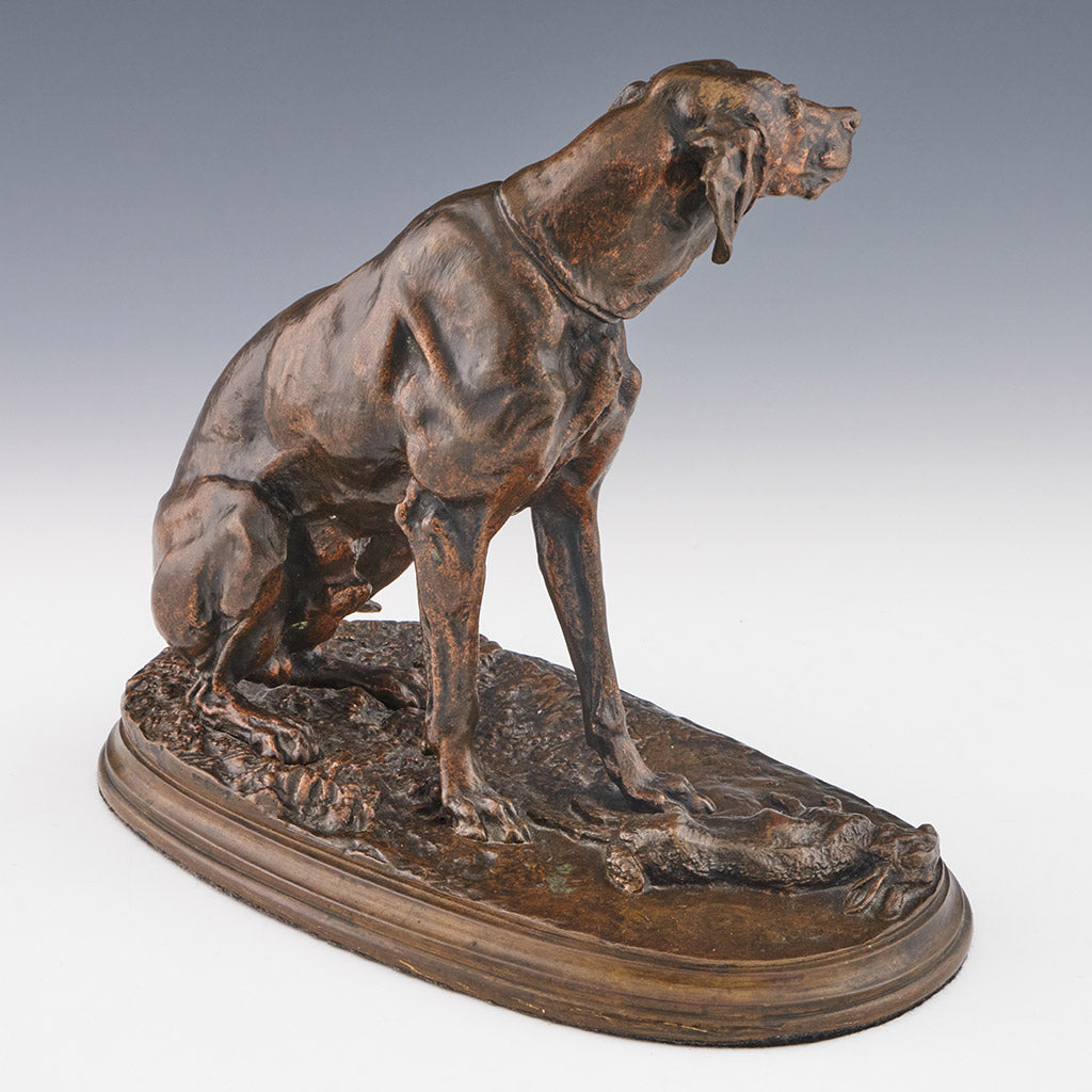 Pierre Jules Mene Sitting Hound Bronze Original Sculpture - Jeroen Markies Art Deco