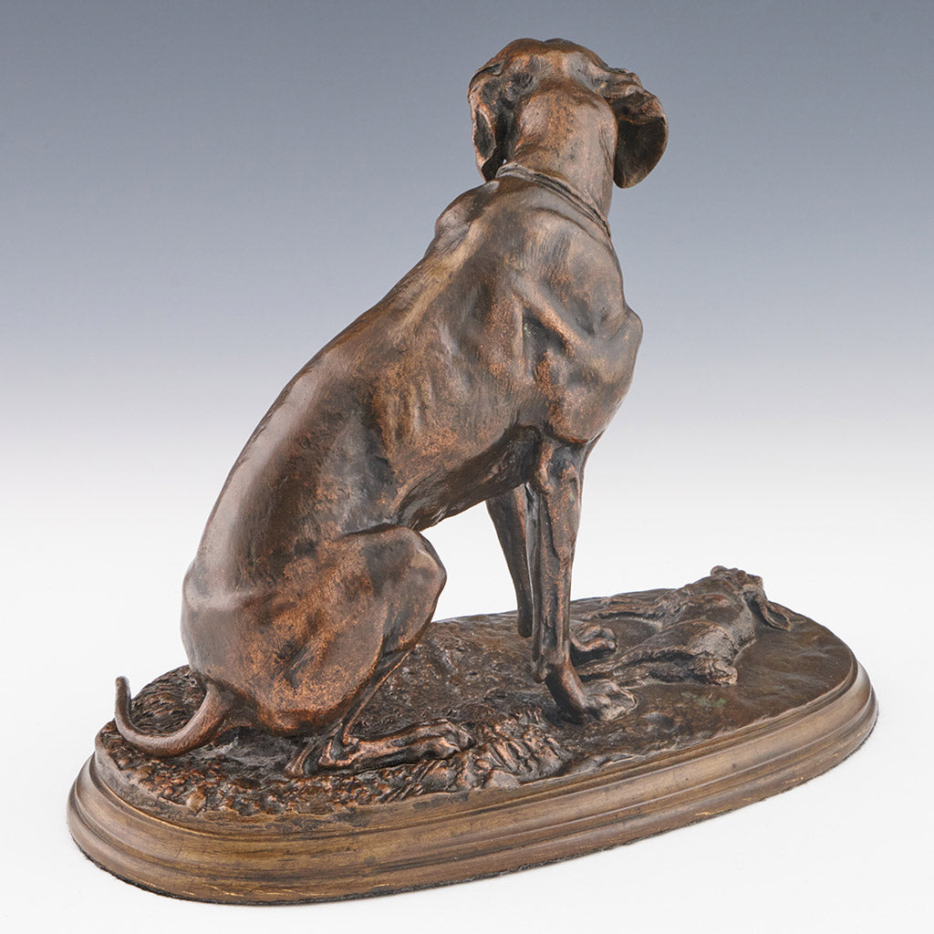 Pierre Jules Mene Sitting Hound Bronze Original Sculpture - Jeroen Markies Art Deco