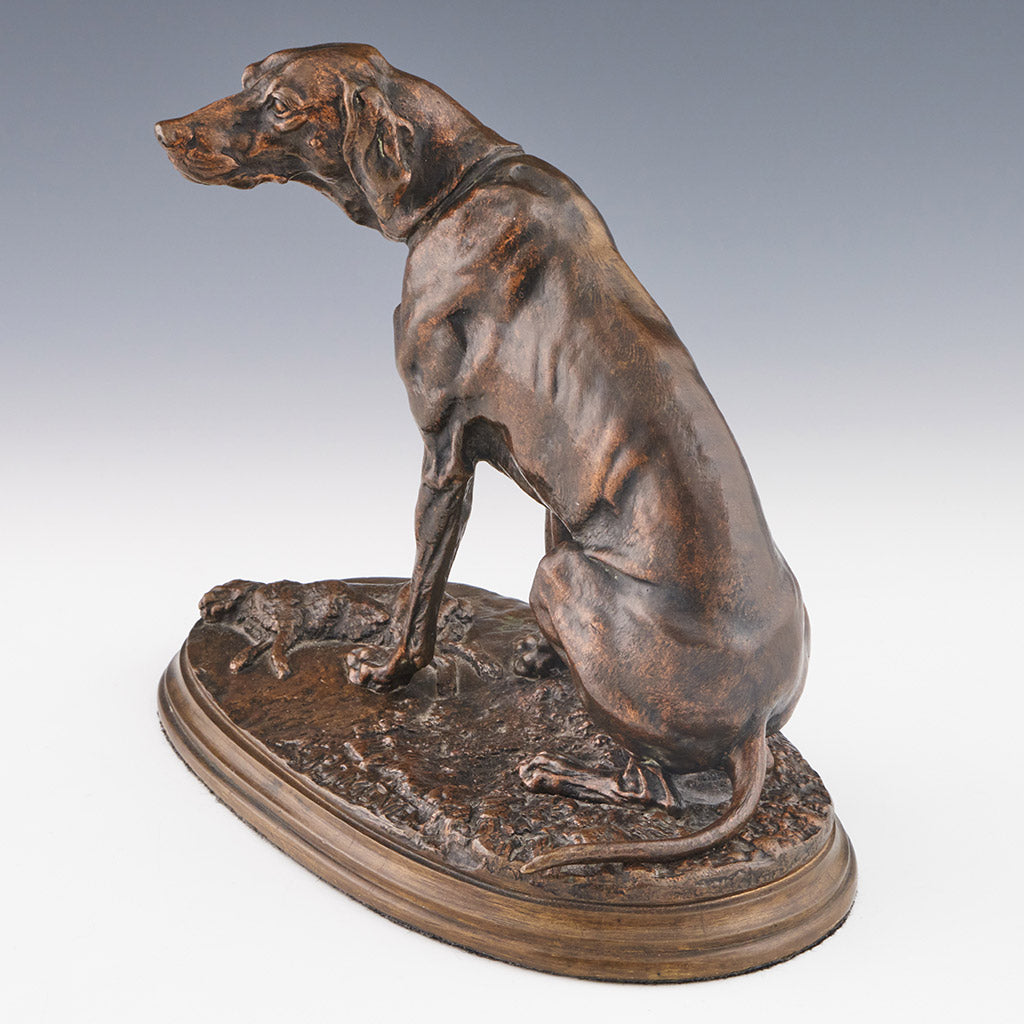 Pierre Jules Mene Sitting Hound Bronze Original Sculpture - Jeroen Markies Art Deco