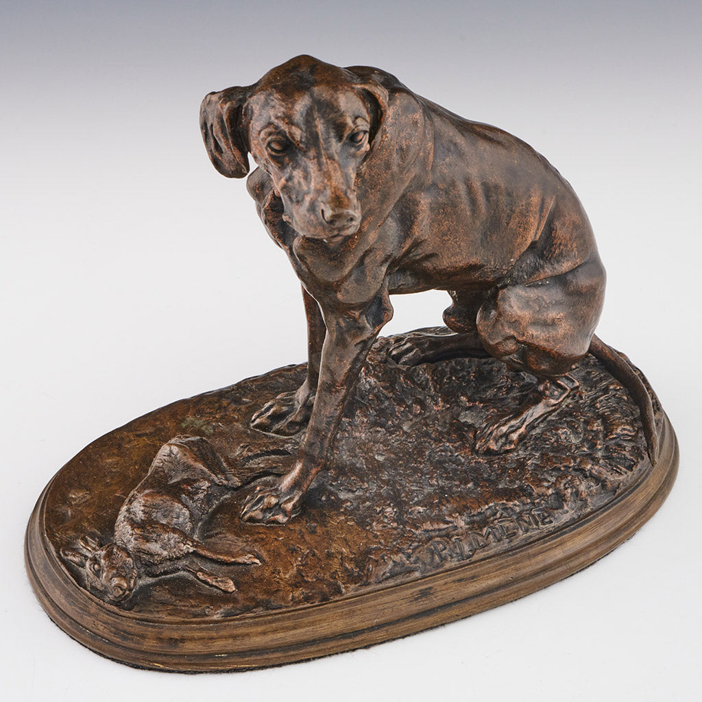 Pierre Jules Mene Sitting Hound Bronze Original Sculpture - Jeroen Markies Art Deco
