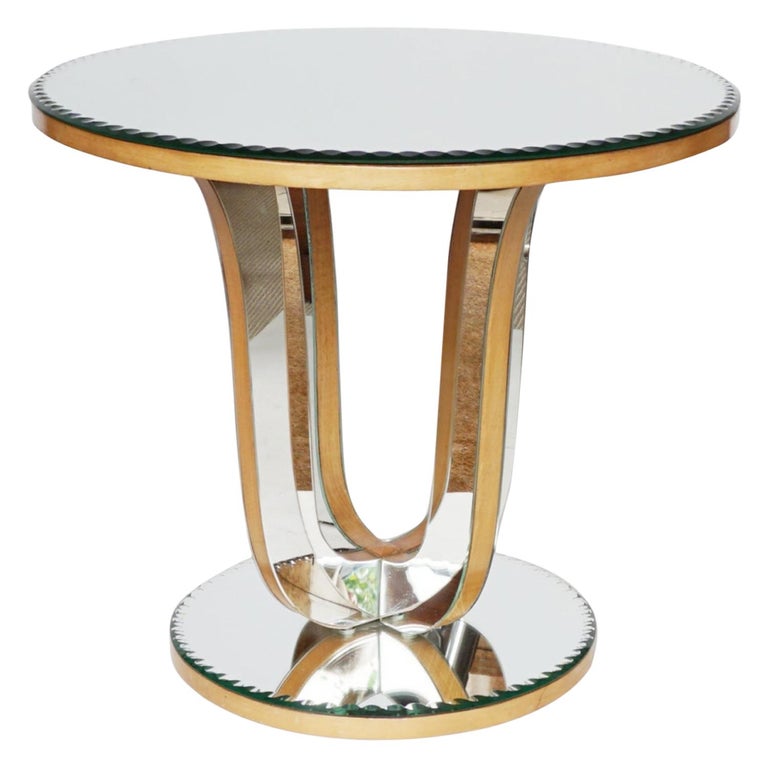 Mid-Century 1950's English Mirrored Glass Side Table - Vintage 20th Century Furniture -  Jeroen Markies Art Deco