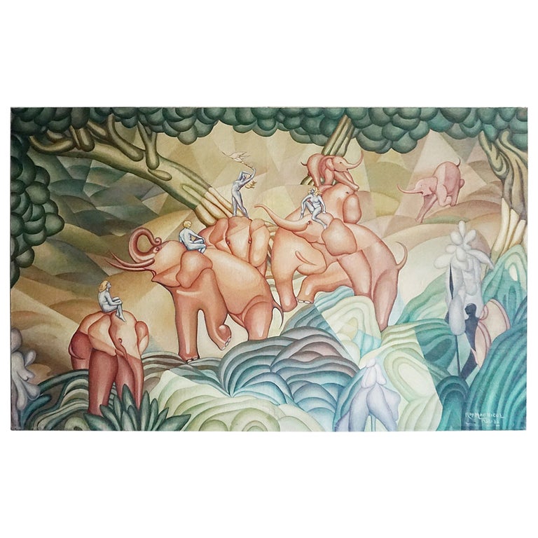 Roy MacNicol (1889-1970) Abstract Art Deco Oil on Canvas Painting - Jeroen Markies Art Deco