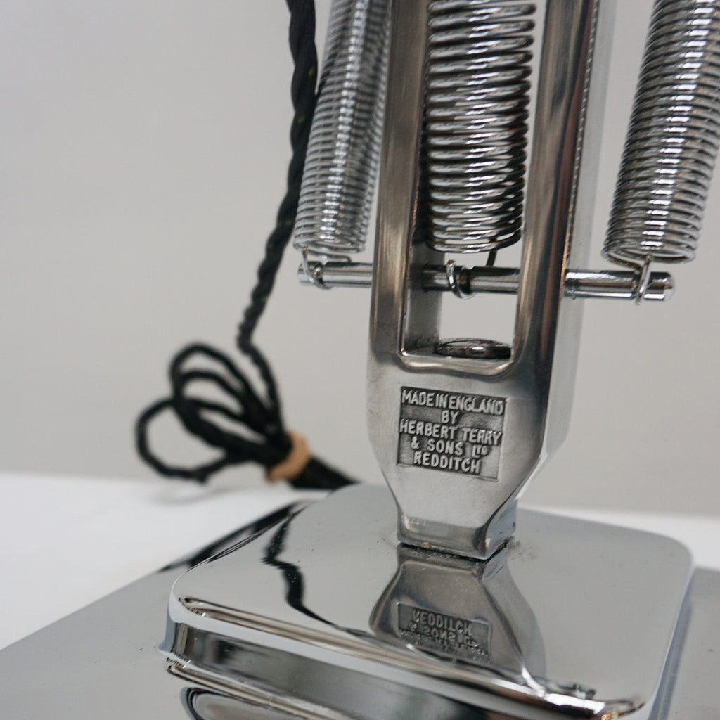 1950's Herbert Terry & Sons 2 Step Chromed Metal Anglepoise Desk Lamp - Jeroen Markies Art Deco