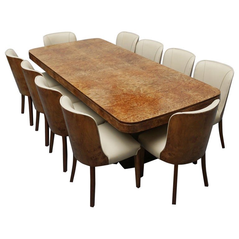 Vintage Harry & Lou Epstein Art Deco Dining Suite Walnut and Leather - Jeroen Markies Art Deco