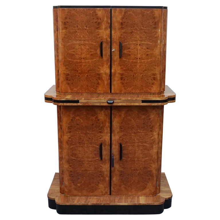 Harry & Lou Epstein Burr Walnut Cocktail Cabinet-Vintage Art Deco Cocktail Bars - Jeroen Markies Art Deco