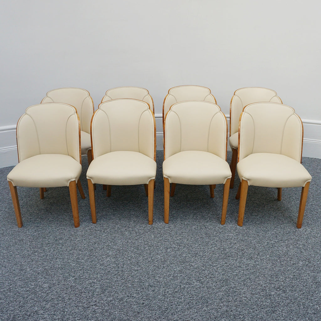 Art Deco Eight Seater Dining Suite by Harry & Lou Epstein Circa 1935 Burr Walnut and Leather - Jeroen Markies Art Deco
