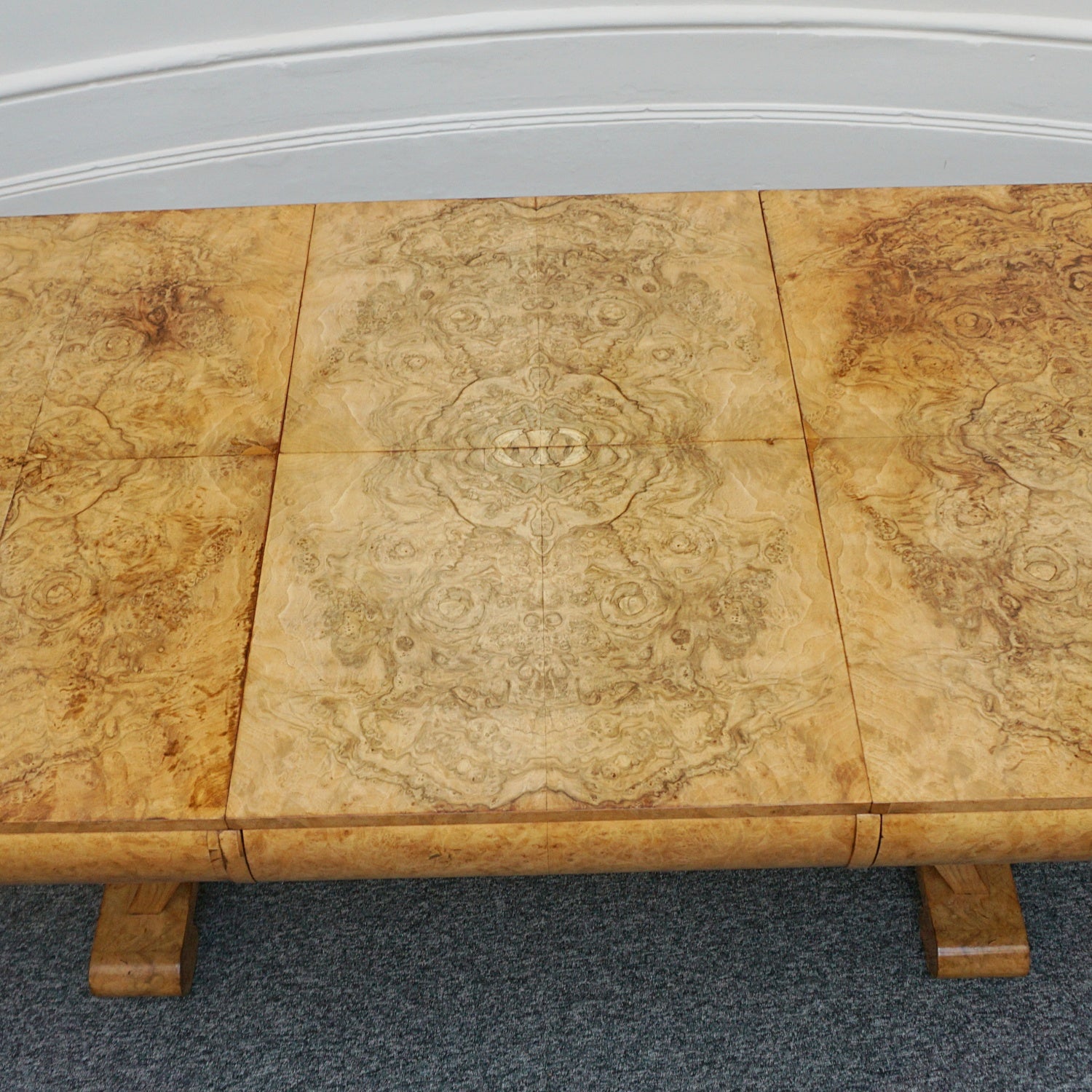 Art Deco Eight Seater Dining Suite by Harry & Lou Epstein Circa 1935 Burr Walnut and Leather - Jeroen Markies Art Deco