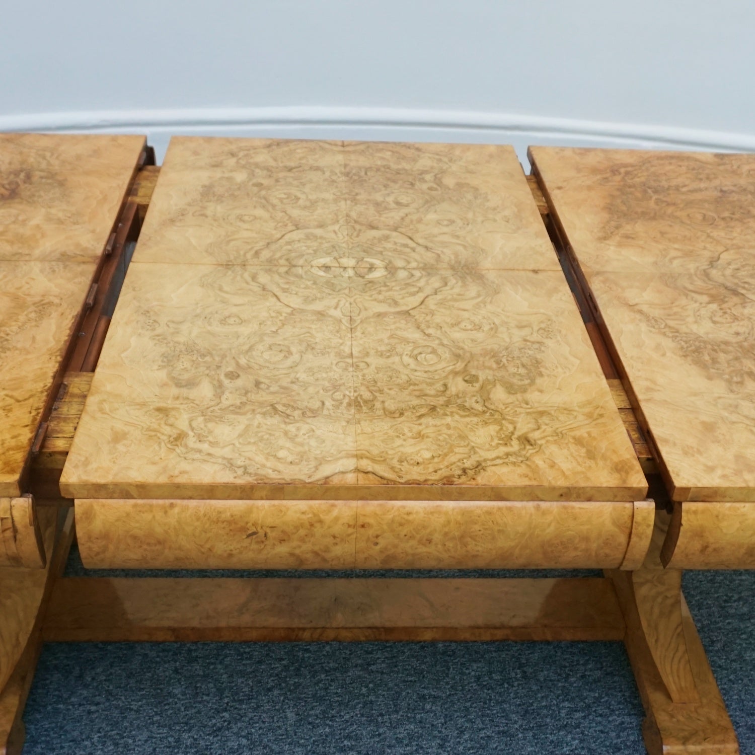 Art Deco Eight Seater Dining Suite by Harry & Lou Epstein Circa 1935 Burr Walnut and Leather - Jeroen Markies Art Deco