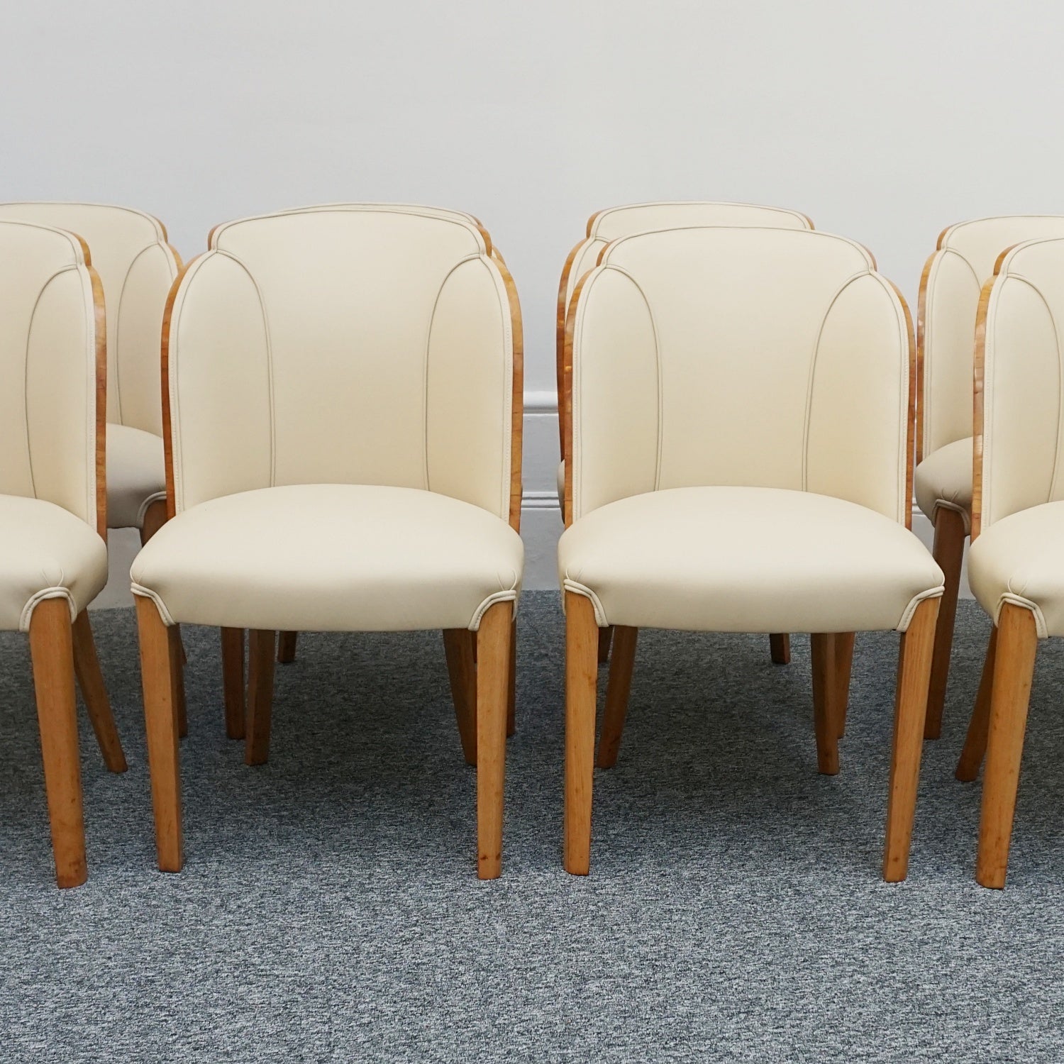Art Deco Eight Seater Dining Suite by Harry & Lou Epstein Circa 1935 Burr Walnut and Leather - Jeroen Markies Art Deco