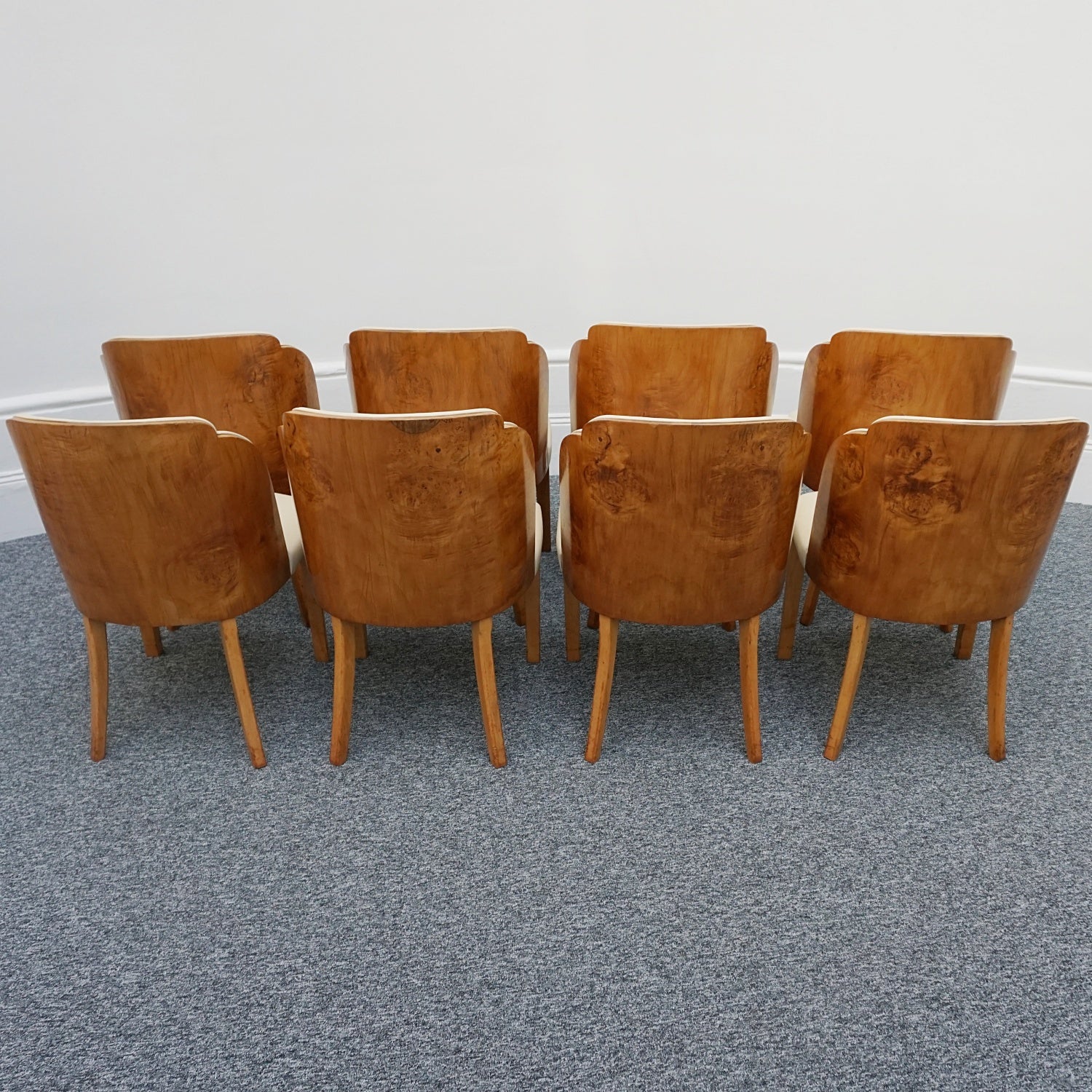Art Deco Eight Seater Dining Suite by Harry & Lou Epstein Circa 1935 Burr Walnut and Leather - Jeroen Markies Art Deco