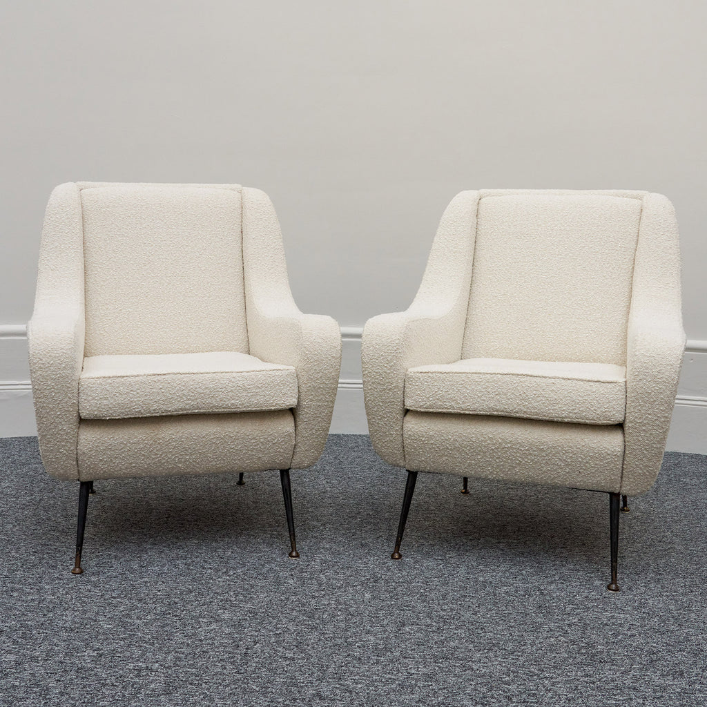 Italian 1950's Lounge Chairs Re-upholstered in Boucle  Italian Circa 1950  - Jeroen Markies Art Deco