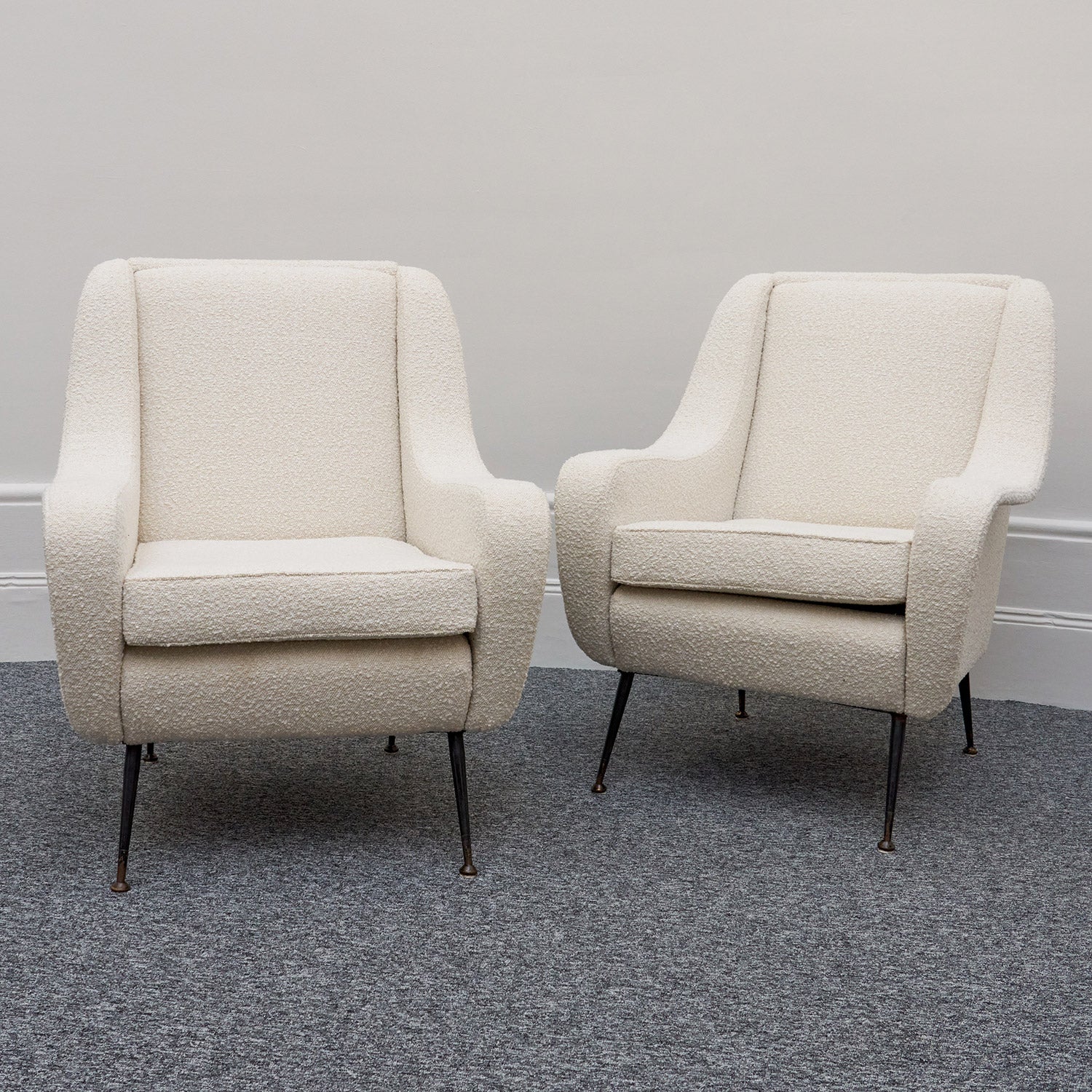 Italian 1950's Lounge Chairs Re-upholstered in Boucle  Italian Circa 1950  - Jeroen Markies Art Deco