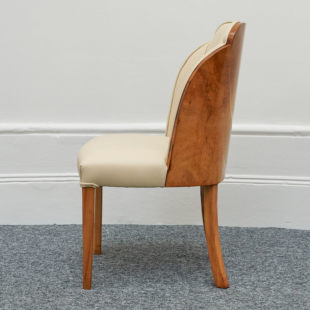 Harry & Lou Epstein Art Deco Cloud Chairs Burr Walnut , Re-upholstered in cream leather - Jeroen Markies Art Deco 