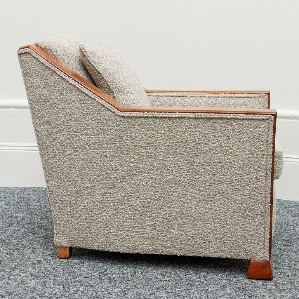 Art Deco Pair of Club Chairs Walnut and Boucle -Jeroen Markies Art Deco 
