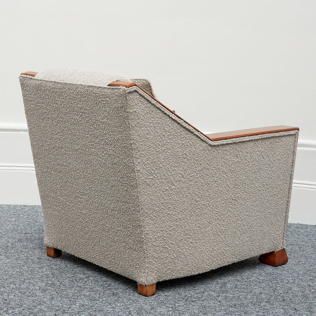 Art Deco Pair of Club Chairs Walnut and Boucle -Jeroen Markies Art Deco 