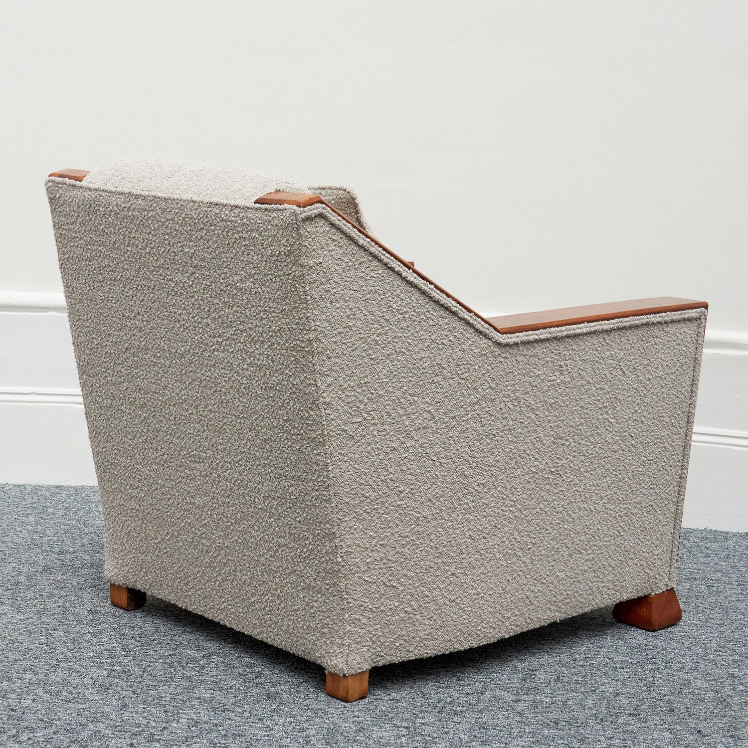 Art Deco Pair of Club Chairs Walnut and Boucle -Jeroen Markies Art Deco 