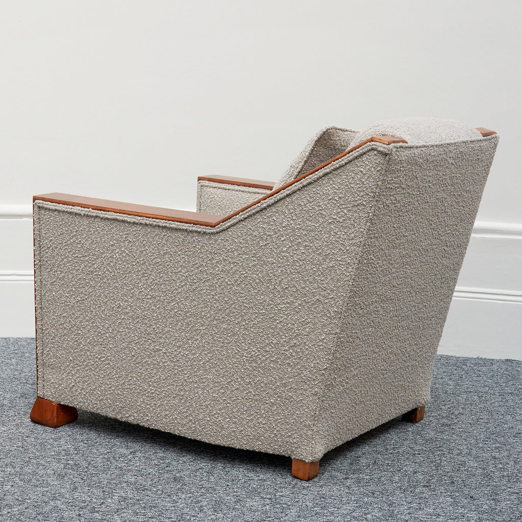 Art Deco Pair of Club Chairs Walnut and Boucle -Jeroen Markies Art Deco 