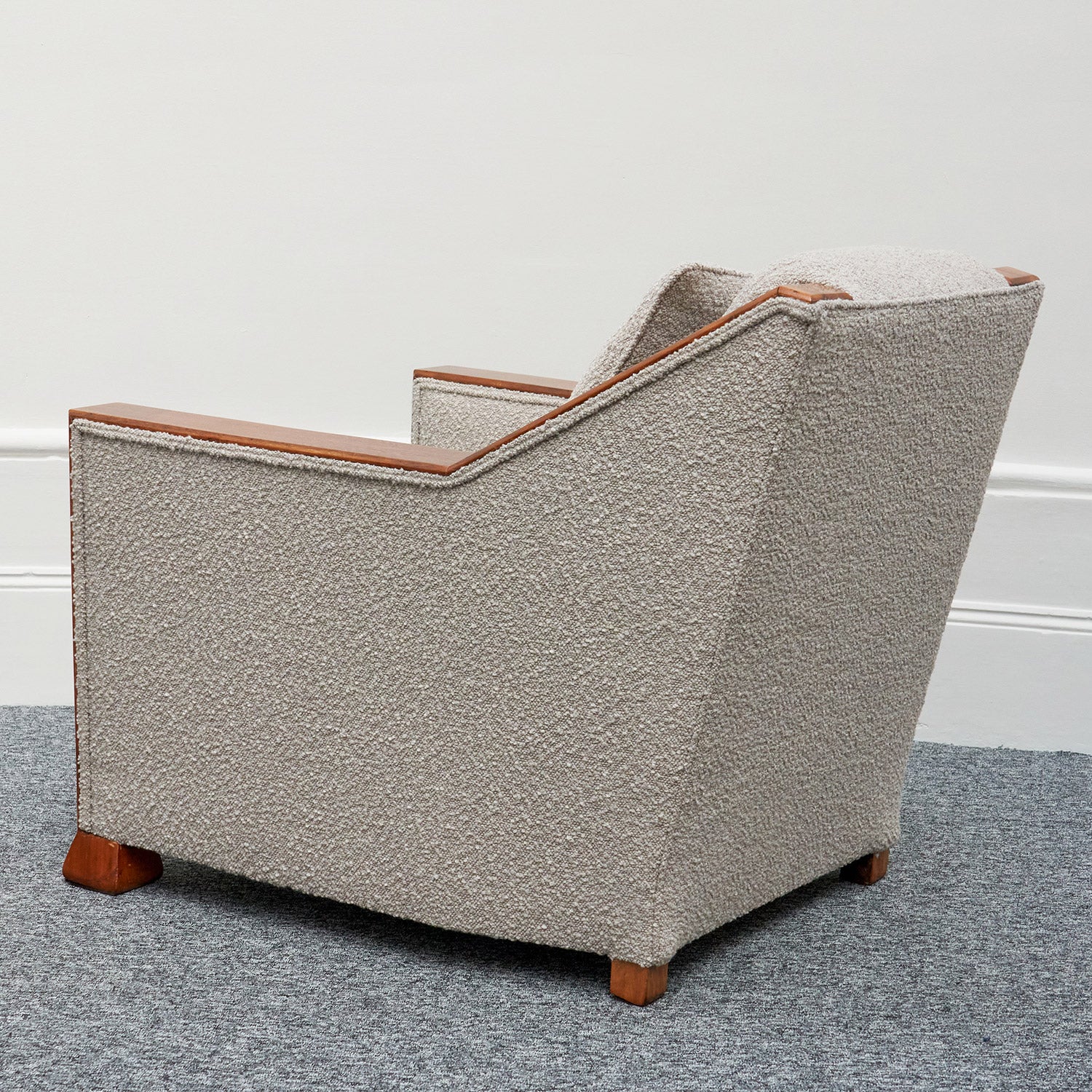 Art Deco Pair of Club Chairs Walnut and Boucle -Jeroen Markies Art Deco 