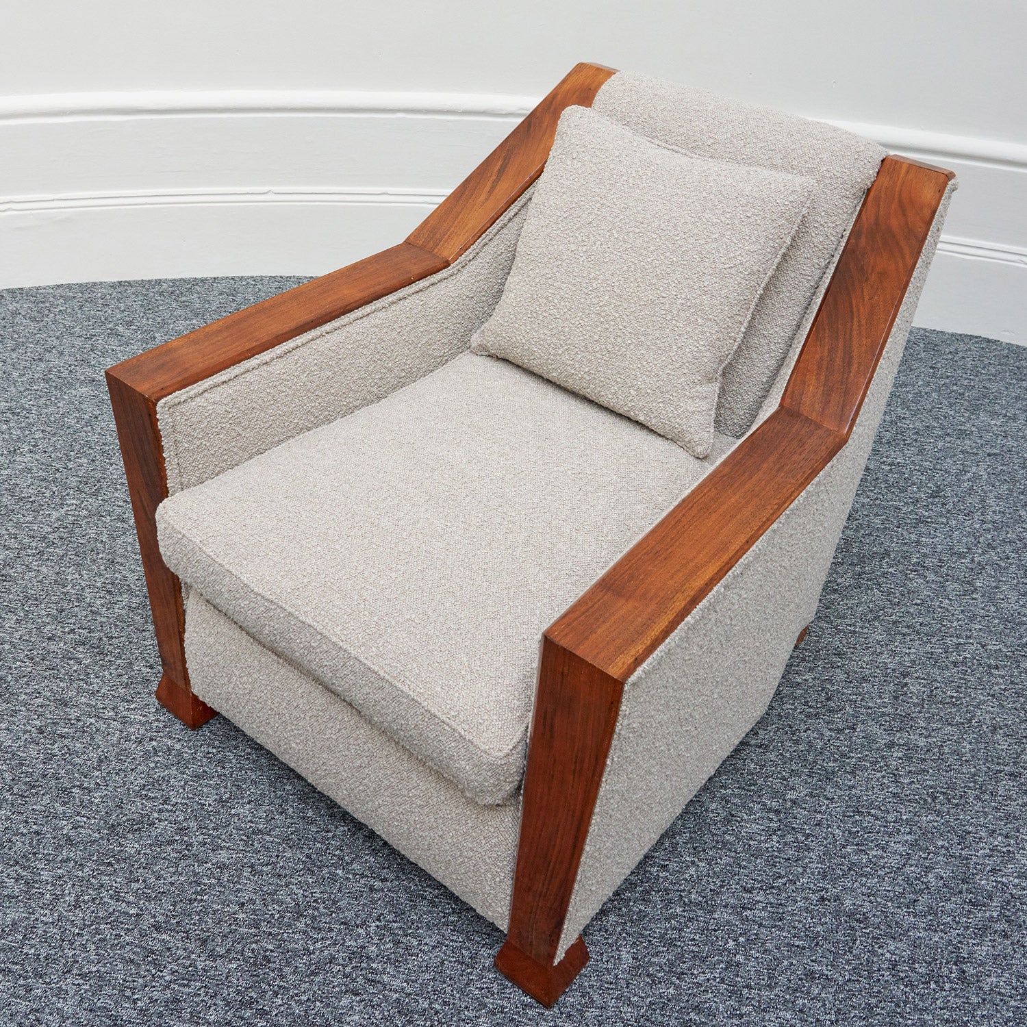 Art Deco Pair of Club Chairs Walnut and Boucle -Jeroen Markies Art Deco 